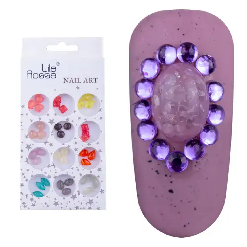 Decoratiuni pentru unghii, Lila Rossa, mix de pietre multicolore