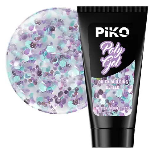 Polygel color, Piko, 30 g, 54 Glitter Purple Teal
