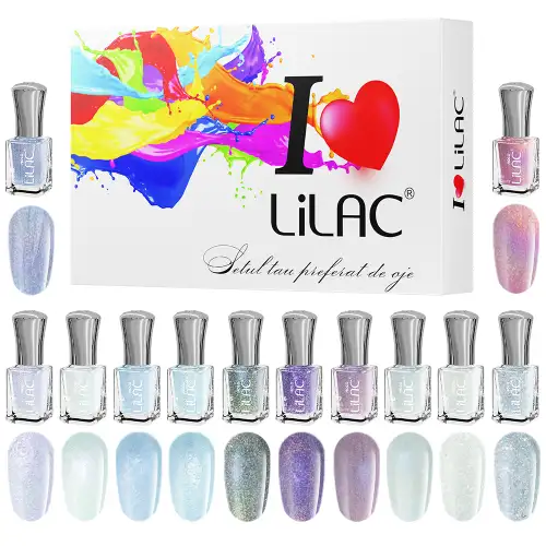 Set lac de unghii Lilac, Holographic, 12 culori
